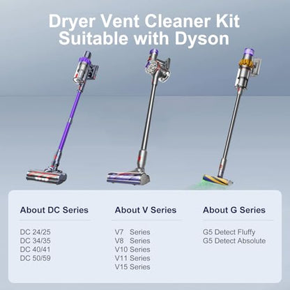Dryer Lint Vacuum Attachment Compatible with Dyson V15 V12 V11 V10 V8 V7 Gen5 Cordless Vacuum Cleaner, Flexible Dryer Vent Cleaner Kit Lint Removal Tool Purple (【V7V8-V15】Dryer Lint Vacuum Attachment) - style: 【V7-V15】Dryer Lint Vacuum Attachment