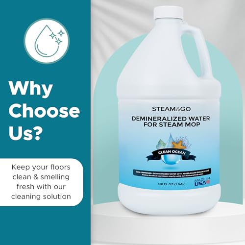 Steam & Go Demineralized Water for Steam Mop – Clean Ocean Scent, 128 fl oz (1 gal) | Scented Floor Cleaner Solution, Ready-to-Use, Compatible with Any Steam Cleaner - size: 1 gallon