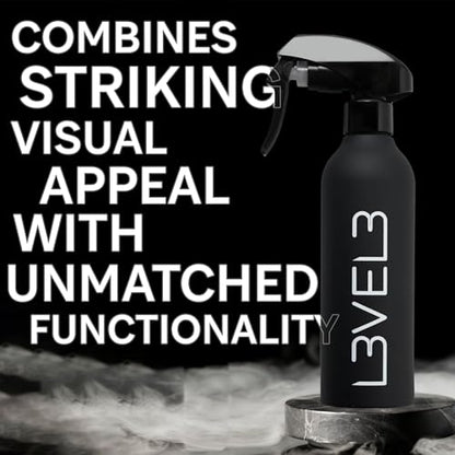 L3 Level 3 Rubberized Spray Bottle - Precise Action Mist Bottle for Effortless Hair Styling - Rubber Grip for Total Control - color: Black