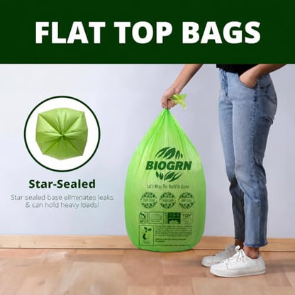 10-13 Gallon Compostable Trash Bags with Flat-Top 50 Bags Thick 0.87 Mil Leakproof Plant-based Tall Kitchen Wet Food Scrap Waste, ASTM D6400, US BPI and OK Compost Home Certified - color: 13 Gal, Flat Top Bags, 50 Count