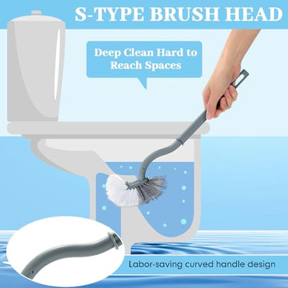 FoldTier 12 Pcs Curved Toilet Bowl Brush Bulk Bathroom Deep Cleaning Toilet Cleaner Scrubber Without Holder Handle Curved Brush Hanging Under Rim Household Cleaning for Bathroom(Gray) - color: Gray