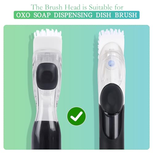 New Brush Refills for OXO New Soap Dispensing Dish Brush - 8 Pack Dish Brush Cleaning Soap Dispensing Head Replacement for Scrubber - color: 8-pack