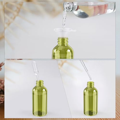Wedama 4 oz Mini Glass Spray Bottles, Empty Small Spray Bottles with Funnel Dropper, Fine Mist for Hair, Travel, Plants, Cleaning Solutions and Skin Care (4 Pack Olive Green) - color: Olive Green, size: 4 Ounce (Pack of 4)
