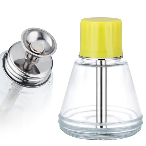 Noverlife 6Oz / 180ml Clear Acetone Pump Dispenser with Cap, Cone Glass Rubbing Alcohol Dispenser Push Down Nail Polish Remover Pump for Makeup Remover, Leak-Proof Press Glass Bottle for Makeup - color: A - 1pcs - Clear Cone Shaped