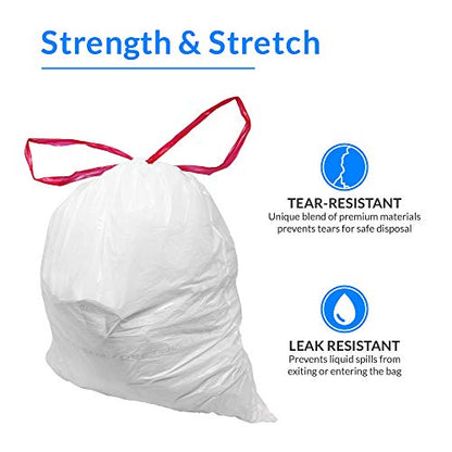 Reli. 2-4 Gallon Trash Bags Drawstring | 250 Count | 18"x 20" | Small Garbage Bags 4 Gallon - Drawstring Handles | White Trash Can Liners 2 Gal - 3Gal - 4Gal | Small Bin Liners, Office - size: 250 Count (Pack of 1)