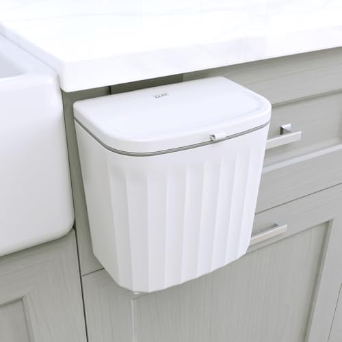 Glad Roomate Under Counter Waste Bin | Space Saving Small Trash Can for Kitchen Cabinet, Bathroom or Office | Dual Lid for Ease of Opening, 7 Liter, White - color: 7 Liter White Plastic