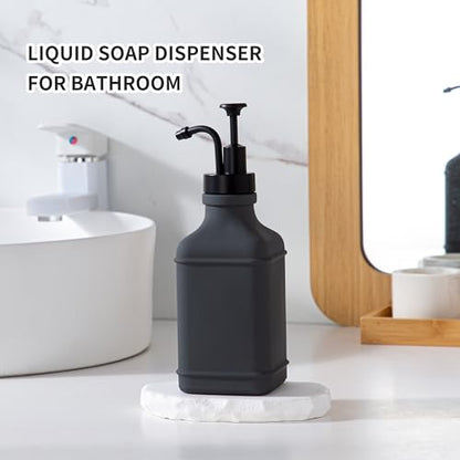 Enra Glass Soap Dispenser,17oz Gray Bathroom Soap Dispenser,Hand Liquid Soap Dispensers with Stainless Steel Pump for Bathroom,Kitchen(Dark Gray) - color: Dark Gray-square-liquid