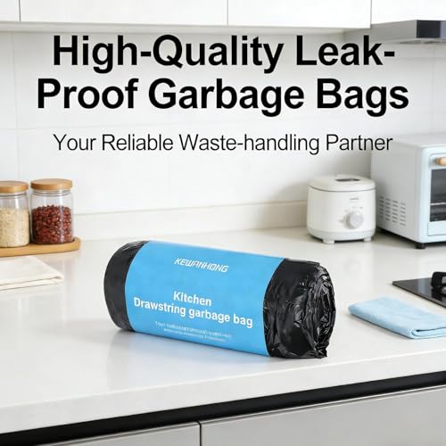 20 PCS/Ultra Large Size Trash Bags Thickened Leak-proof Waste Bag Tear-resistant Drawstring PE Waste Bag, 61 * 70cm, Black - color: Black