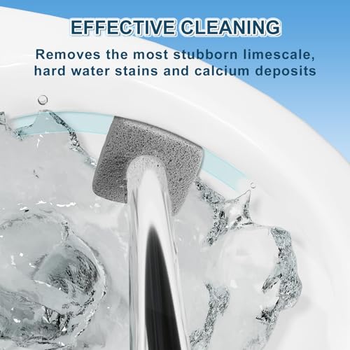 Pumice Stone Toilet Bowl Cleaner,16.7Inch Toilet Pumice Stone with Handle Cleans Hard Water Ring Calcium Buildup&Stains for Toilet Bath Kitchen Household Cleaning (Grey) - color: Gray