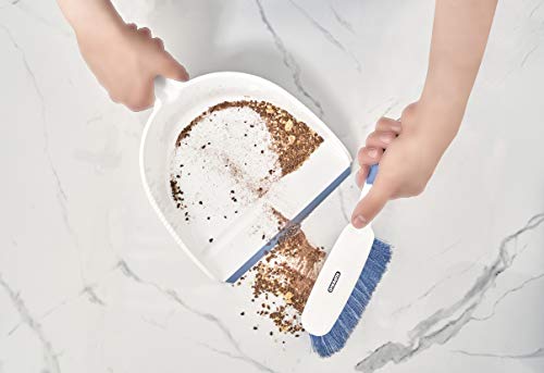 Dustpan and Brush Set, Hand Broom with Ergonomic Grip Handle - Rubber Edge for Easy Dirt Pickup, Durable Material - Grey & Blue Hand Brush by Superio, 2-Pack (Blue, 2-Pack) - color: Blue, 2-pack