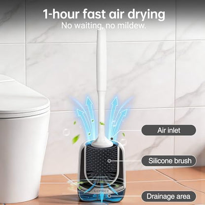Lefree Silicone Toilet Brush and Holder Set with Ventilated Holder, Floor Standing & Wall Mounted Toilet Scrubber - color: Black, size: 1 Pack