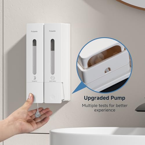 1984 Shampoo and Conditioner Dispenser Wall Mount Shower Dispenser 2 Chamber No Drill Bathroom Set Shampoo Dispenser for Shower Wall Home Hotel 400ml x 2 White - color: White 2 Chamber