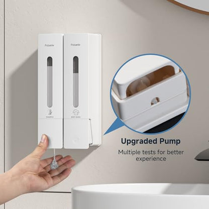1984 Shampoo and Conditioner Dispenser Wall Mount Shower Dispenser 2 Chamber No Drill Bathroom Set Shampoo Dispenser for Shower Wall Home Hotel 400ml x 2 White - color: White 2 Chamber
