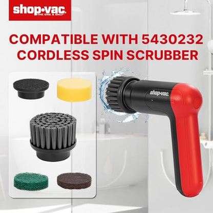Shop-Vac 5 Pcs Replacement Heads Set for Cordless Spin Scrubber, Multi-Surface Cleaning Brush, Durable Refill Set for Kitchen, Bathroom, Floor, Tile & Glass Cleaning