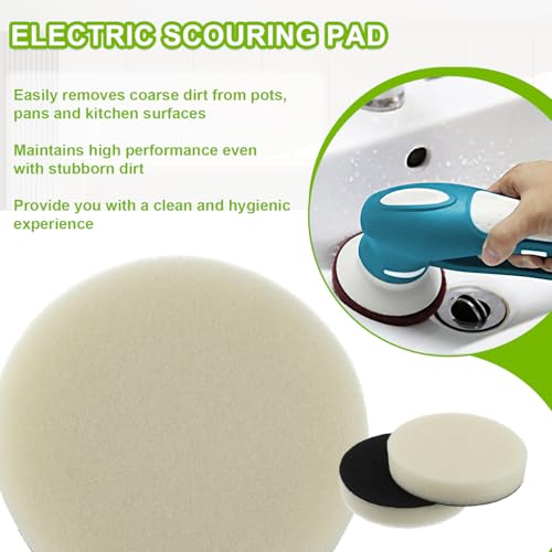 16pcs Foam Pads Power Scrubber Pads Set Electric Scrubber Replacement Scouring Pads fit for Dremel Versa Scouring Pads,White - size: White