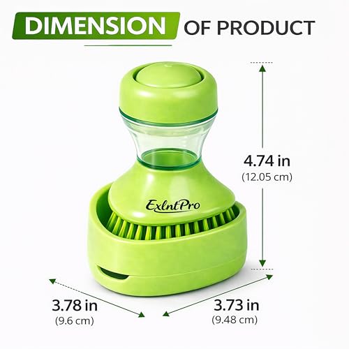 ExlntPro-Upgraded Dish Brush with Soap Dispenser, Kitchen Scrub Brush with Holder & Drain Tray, Refillable Soap Dispensing Dish Scrubber for Pots, Pans & Sink Cleaning