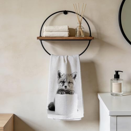 Minimalist Fox Hand Towels for Bathroom, Quick Dry Microfiber Cloth Kitchen Towels, Animal Lover Gifts for Women Men, Bathing Decorative Bathroom Hand Towels for Washroom Toilet Restroom 1 - color: Lm 2419
