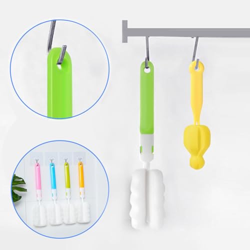 INVODA Cleaning Brush Set, 8PCS Portable Bottle & Nipple Brushes Sponge Material, Soft & Fluffy Texture, Comfortable Grip, Hanging Holes, BPA Free, Ideal for Baby Bottles & Cups - color: Brush+4 Nipple Brush