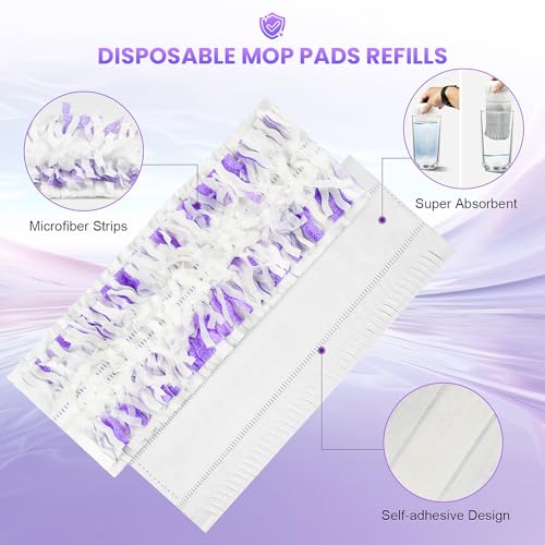 25 Pack Disposable Mop Pads for PowerMop Multi-Surface Floor Mop, Mopping Pad Refills for Floor Cleaning - size: 25*Purple