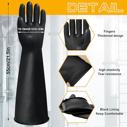 22" Upgraded Latex Gloves Chemical Resistant Glove Safety Work Long Gauntlets, Reusable Heavy Duty Long Rubber Gloves Dishwashing Gloves, Industrial Safety Gloves for Men - color: 22 Inch