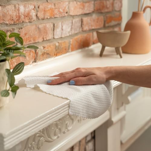AURA 30 Pack Microfiber Cleaning Cloth with Box, Bulk Towels for Home, Reusable Microfiber Towels for Cars, Cleaning Rags, White Honeycomb, 260gsm, 11.8 Inches x 11.8 Inches, 30 Count