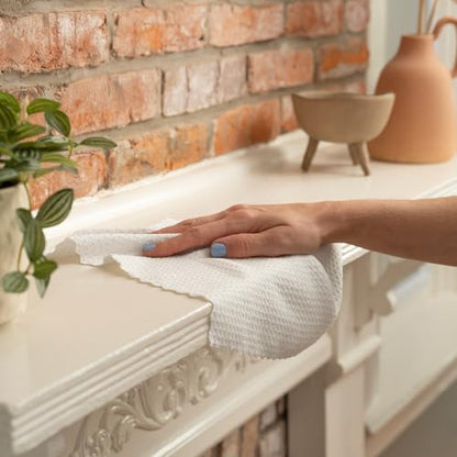 AURA 30 Pack Microfiber Cleaning Cloth with Box, Bulk Towels for Home, Reusable Microfiber Towels for Cars, Cleaning Rags, White Honeycomb, 260gsm, 11.8 Inches x 11.8 Inches, 30 Count