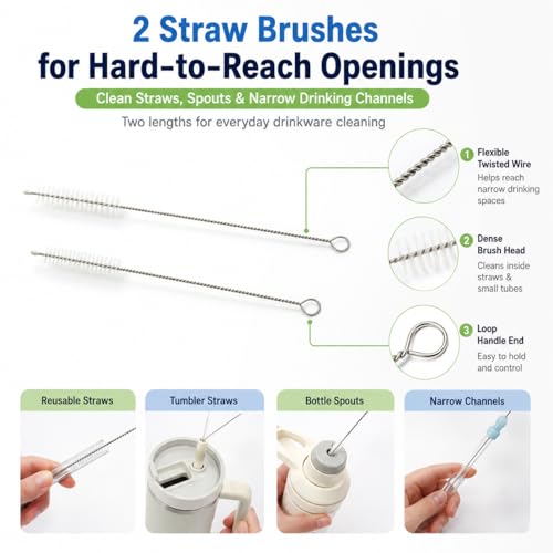 4 Pack Water Bottle Cleaning Kit Water Bottle Cleaner Brush for Owala FreeSip 24oz/32oz/40oz, Straw Brush for Stanley, Sport Bottles, Water Bottles, Cups