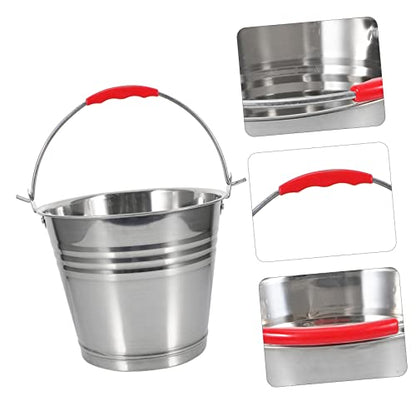 Healeved Stainless Steel Bucket with Handle 1 Gallon Portable Carrying Trash can Water Pail for Kitchen Home Outdoor Use 8.66 Inch Durable Corrosion Resistant