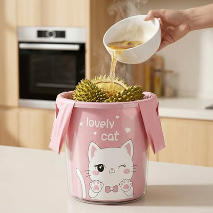Garbage Bags 13 Gallon Tall Kitchen, 60pcs Pink Trashbags Cute Cat Print Thickened Plastic Garbage Bag Durable Handle Tie Large Pink Trash Bags for Home Office Bathroom Waste Basket And Kitty Litter