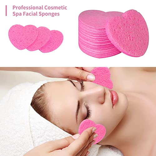 100-Count Compressed Facial Sponges, Spunspon 100% Natural Cellulose Face Sponge Daily Cosmetic Spa Sponges for Face Cleansing Makeup and Mask Removal, Exfoliating Skin Massage for Travel Home, Pink - color: 100- Pack Pink