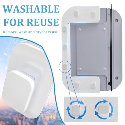 Magnetic Car Windshield Cleaner Tool with Rope, Double-Sided Window Cleaning Tool for Glass Thickness 3-10mm, Magnet Auto Glass Wiper Cleaner for High Rise Car Glazed, Universal Fit