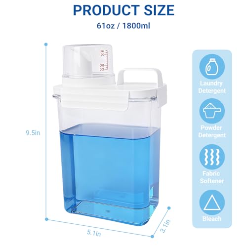 Laundry Detergent Dispenser - 61oz Refluxable Plastic Liquid Laundry Detergent Container for Laundry Room Organization - size: 61oz