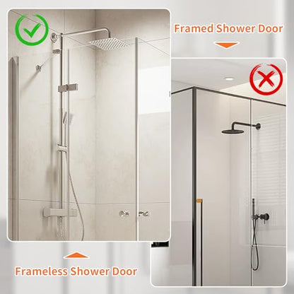 Shower Door Hooks, 7.5 Inch Extended Towel Hooks for Bathroom, Towel Hooks for Shower Glass Door Frameless fit for 3/8" (10mm) Thick, Stainless Steel Towel Hanger, Black, 2 Pack
