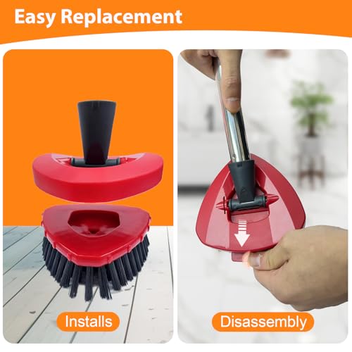 Fatmass 2 Pack Upgraded Spin Mop Replace Scrub Mop Brush Compatible with O Cedar 2 Tank RinseClean, Great for Kitchen, Deck, Bathroom and Shower Floor Scrubber - size: Small (Red 2 Pack)