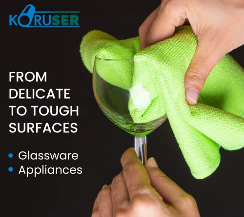 Microfiber Cleaning Cloths - Reusable and Washable - Multi Purpose Indoor/Outdoor Cleaning/Dusting/Polishing on Kitchen/Bathroom/Auto Surfaces (12 Pack/High Grammage)