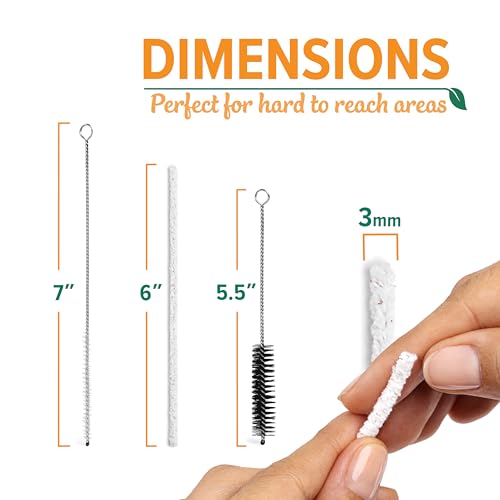 Pipe Cleaners Tool Set | 132 Hard Bristle Pipe Cleaners Bulk, 2 Nylon Bristle Brush, Tamper Tool | Nylon Bristles for Extra Scrub | Absorbent Cotton | Pipe Cleaners for Cleaning | Chenille Stems - size: Hard Bristle Pipe Cleaners Tool Set