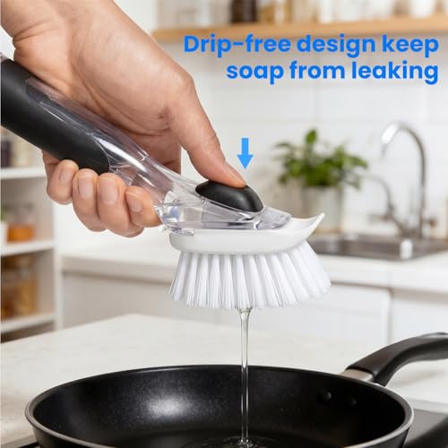 New Brush Refills for OXO New Soap Dispensing Dish Brush - 4 Pack Dish Brush Cleaning Soap Dispensing Head Replacement for Scrubber