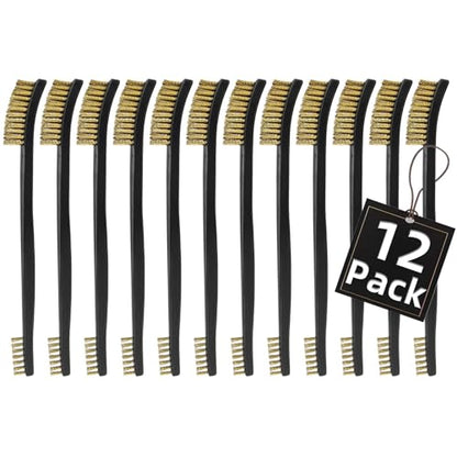 12 Pack Miaozhun Double-Ended Gun Cleaning Brush, 7 Inch Brass Bristle Brushes, Gun Cleaning Supplies Kit, All Purpose Crevice and Detail Cleaning Brush - color: Brass Brush-12pack