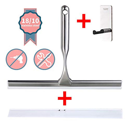 All-Purpose Shower Squeegee for Showers,Bathroom, Window and Car Glass,Heavy Duty Stainless Steel,10',10 Inches