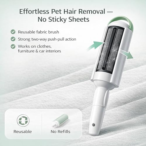 Pet Hair Remover Roller- Pet Hair Removal Tool with Strong Grip for Effortless Cleaning- Pet Hair Roller Lifts Fur from Clothes, Furniture & Car- Keep Your Home Fur-Free with Easy Cat Hair Lint Roller - color: Green/White