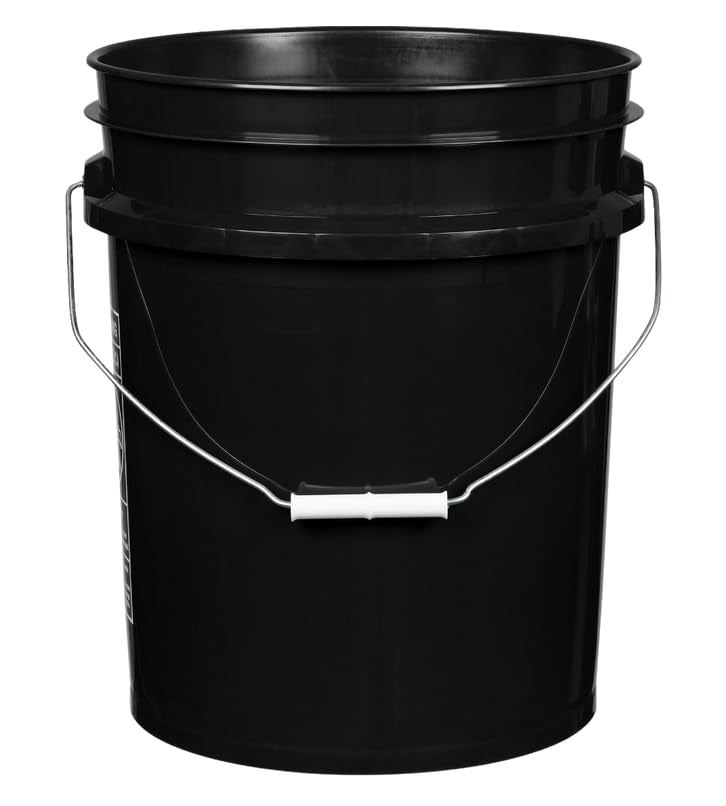 House Naturals 5 Gallon Premium HPDE Plastic Bucket - Made in USA Food Grade Storage Container, BPA Free All Purpose Pail (4, Black) - color: Black