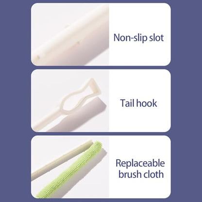 Long Handle Gaps Brush with 3 Replaceable Head for Tight Space MultiSurface Remover Household Cleaner Tool