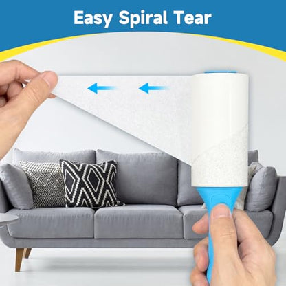 Swihauk 600 Sheets Extra Sticky Lint Rollers for Pet Hair, Easy Spiral Tear Lint Roller for Clothes with Ergonomic Handle, Multipurpose Lint Remover for Furniture, Carpet, Car Seat - size: 600 Sheets