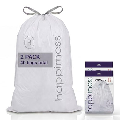 happimess 5.3 Gallon (20L) Drawstring Trash Bags, Unscented, Clear, Heavy Duty LDPE Liners for Kitchen and Household, Custom Fit, 40 Count (2 Packs of 20 Liners) HPM3000B-C-2SET - color: Clear, size: 40 Count (Pack of 1)