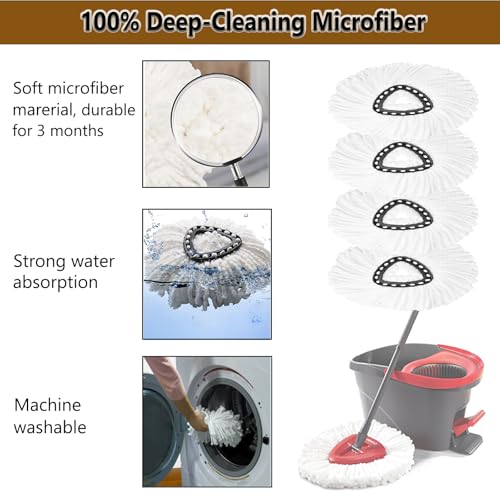 20Pack Spin Mop Replacement Heads,100% Microfiber Mop Head Replacement Compatible with Triangle Spin Mop, Easywring 1-Tank System, Easy Cleaning, Microfiber, Machine Washable - size: 20Pack