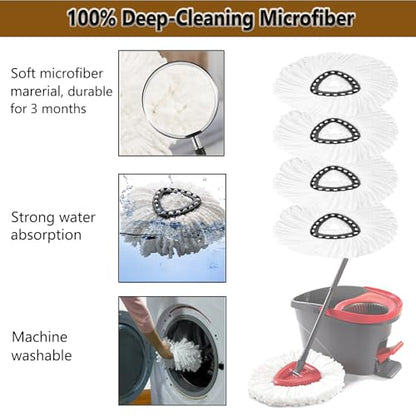 20Pack Spin Mop Replacement Heads,100% Microfiber Mop Head Replacement Compatible with Triangle Spin Mop, Easywring 1-Tank System, Easy Cleaning, Microfiber, Machine Washable - size: 20Pack