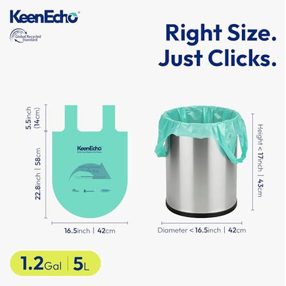 1.2 Gallon 50 Counts Small Green Trash Bags with Handle, Ocean Fishing Nets Upcycling, Sage & Sea Salt Scented, Plastic Garbage Bags, Waste Bag for Bathroom, Kitchen, Office and Pets - color: 1.2Gal, size: 1 Roll