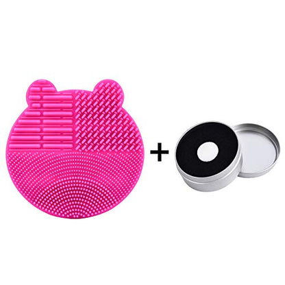 Bird&Fish Silicon Makeup Brush Cleaner Mat & Drying Pad with Carbon Removal Sponge (Rose Red) - color: Rose Red