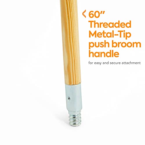 COASTWIDE Professional 60" Wood Push Broom Handle, Threaded Metal Tip - style: Metal Tip