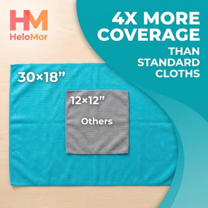 HELOMOR 12 Extra Large Microfiber Cleaning Cloths, 30"x18" Floor Towels for Squeegee Mop, Reusable Multi-Purpose Cleaning Rags for House, Kitchen, Car & Windows, Highly Absorbent, Lint-Free - size: Pack of 12